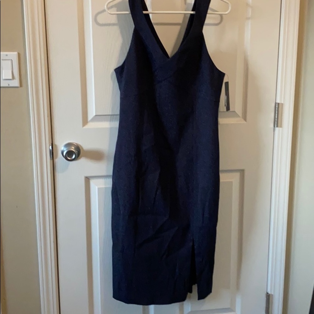 Blue metallic day-to-night dress
